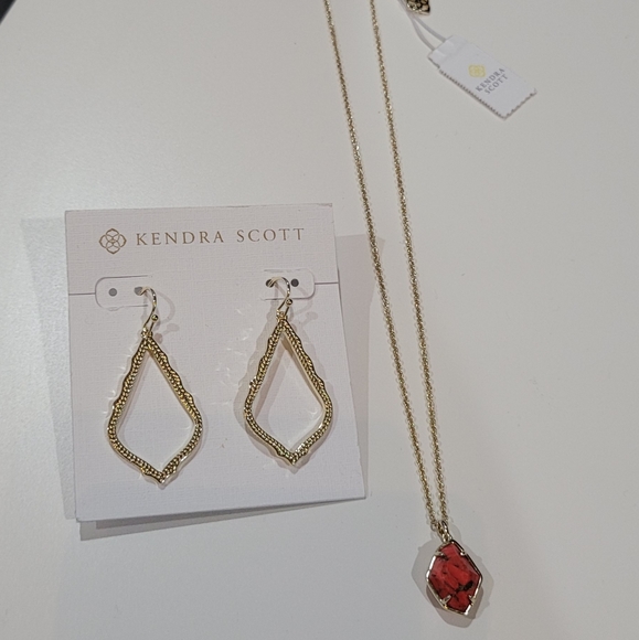 Kendra Scott Necklace & Earrings Set Bundle 14k Gold Plated over brass - Picture 3 of 9